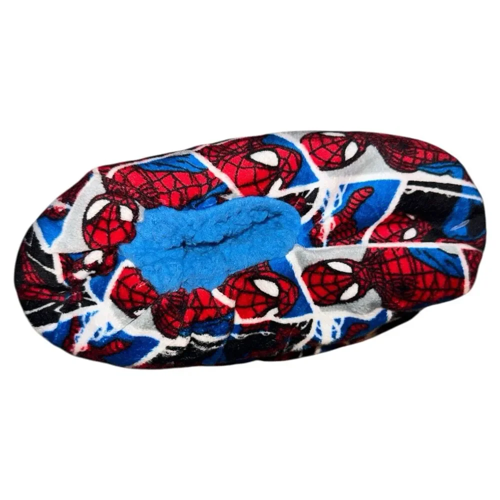 Kids Spider-Man Slippers 2 Pair Lot Plush Fuzzy Non Slip Two Styles Colors 13-4